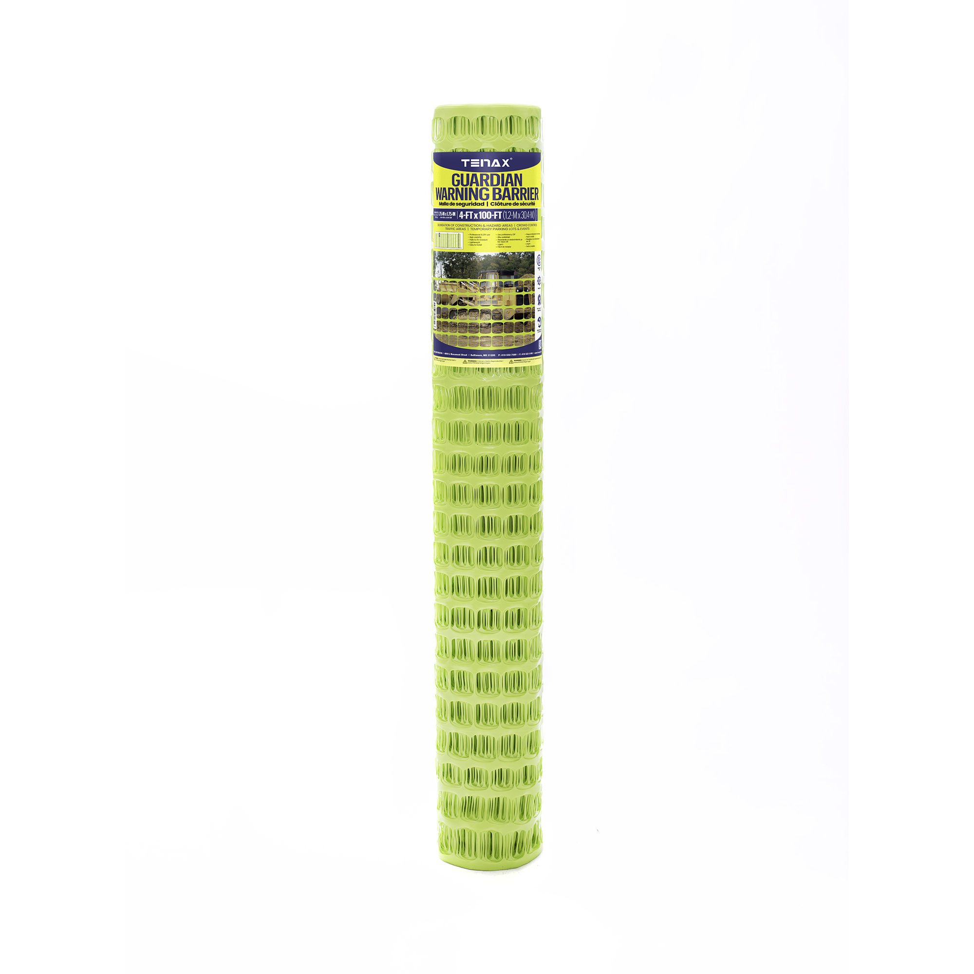 Tenax Guardian Safety Fence — 4ft. x 100ft., High-Density Polyethylene, Fluorescent Yellow, Model# 2A240115